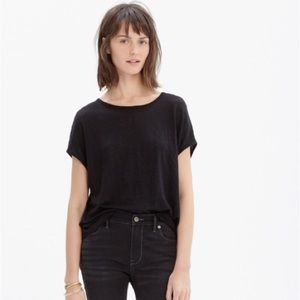 Madewell Black Linen Tee with Middle Seam XSmall